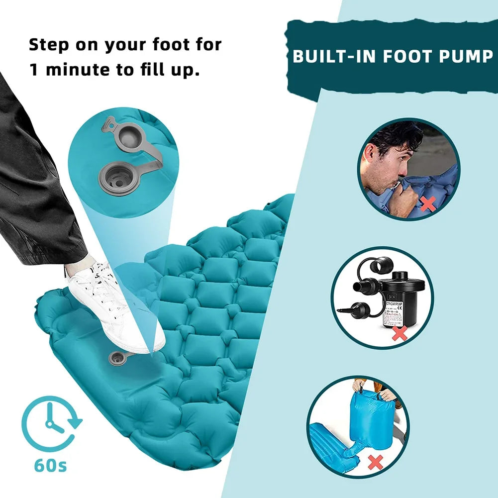 Aufblasbare Campingmatte mit integrierter Pumpe